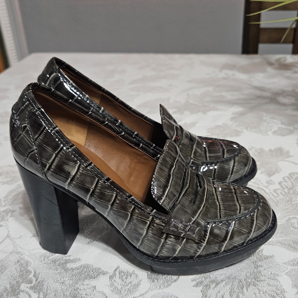 Marc Jacobs faux croc penny loafer heels